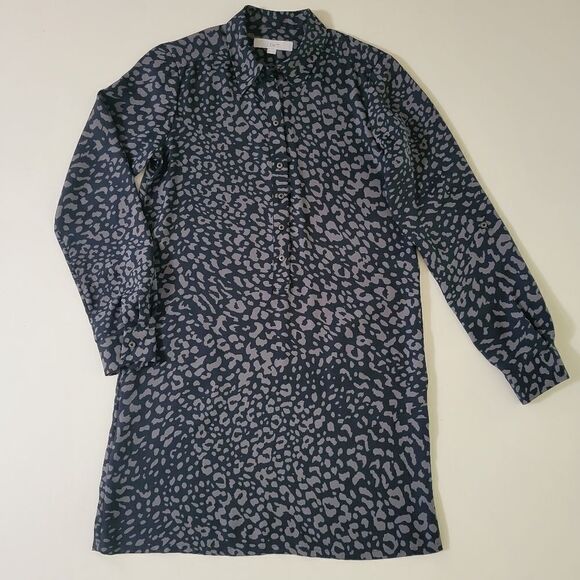 Loft Leopard Print Long Sleeve Shirt Dress - Picture 3 of 16